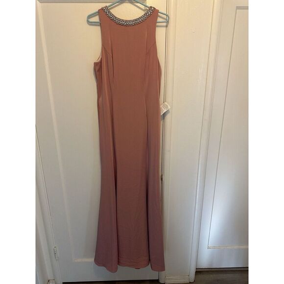 Ieena Mac Duggal Gown Dress Size 10 Pink Embellished Rhinestone Trumpet 49093 - Picture 4 of 10